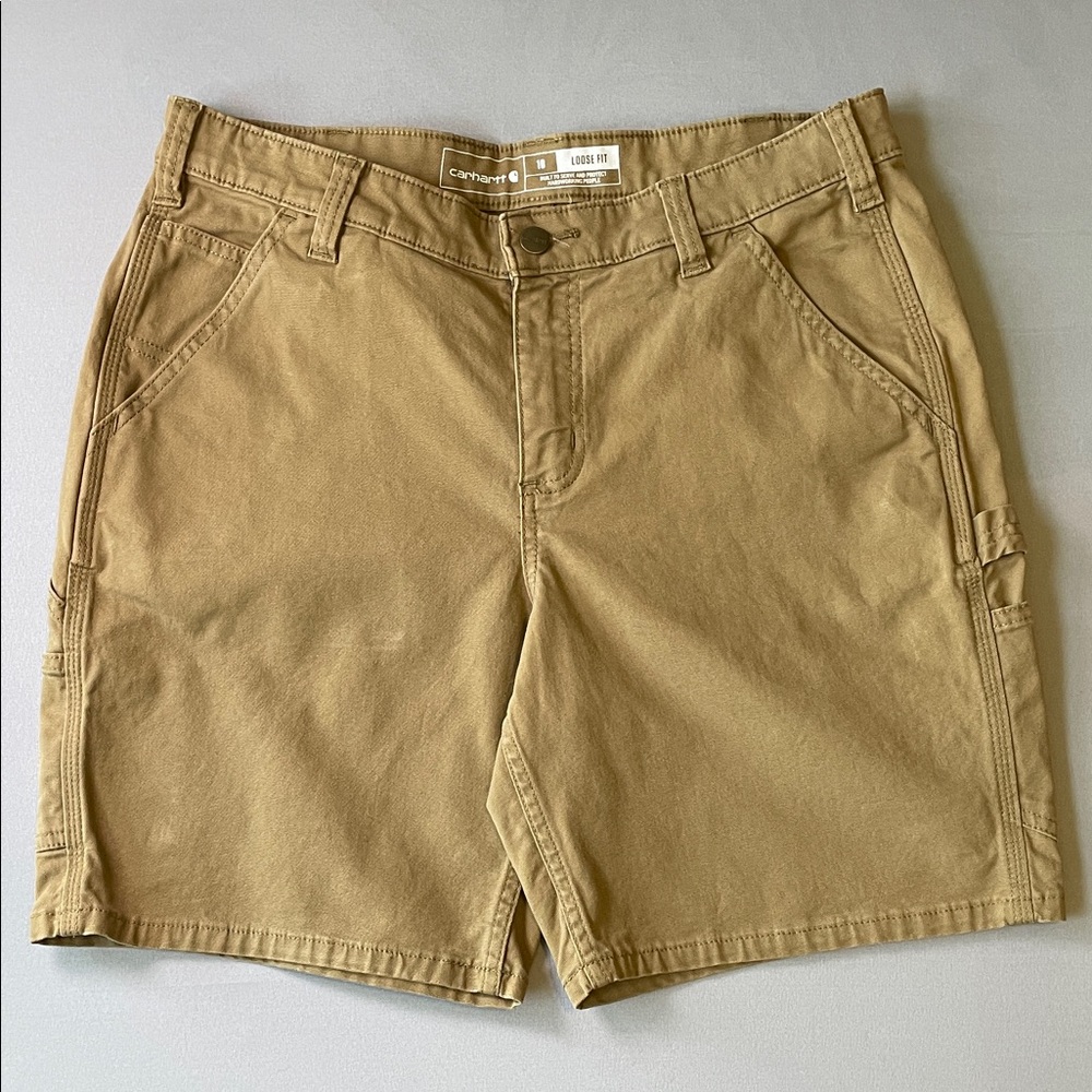 Carhartt Women's Rugged Flex Loose Fit Canvas Work Shorts - Tan 8” Inseam